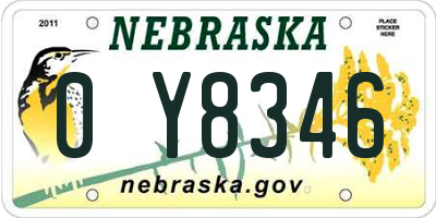 NE license plate 0Y8346