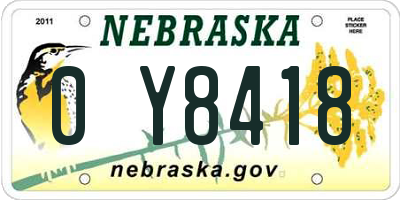 NE license plate 0Y8418
