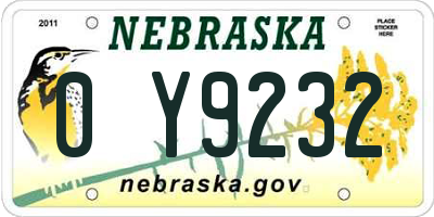 NE license plate 0Y9232