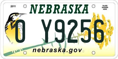 NE license plate 0Y9256