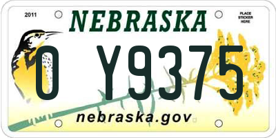 NE license plate 0Y9375