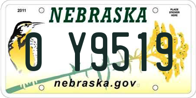 NE license plate 0Y9519