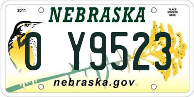 NE license plate 0Y9523
