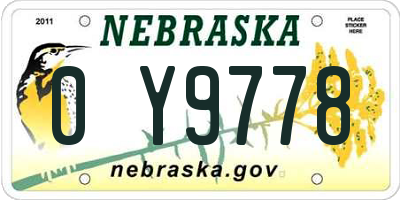 NE license plate 0Y9778