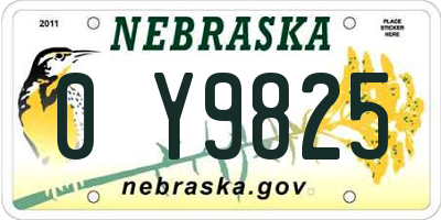 NE license plate 0Y9825
