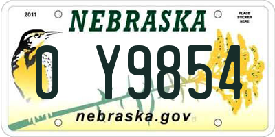 NE license plate 0Y9854