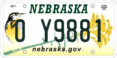 NE license plate 0Y9881