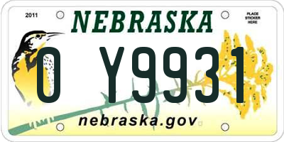 NE license plate 0Y9931
