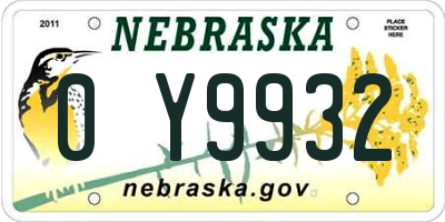 NE license plate 0Y9932