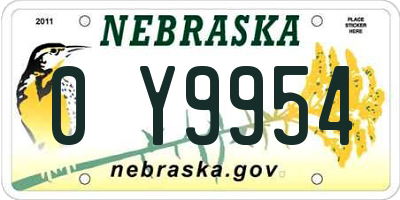 NE license plate 0Y9954