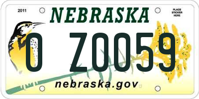 NE license plate 0Z0059