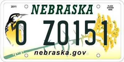 NE license plate 0Z0151