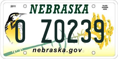 NE license plate 0Z0239