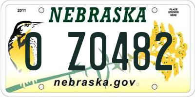 NE license plate 0Z0482