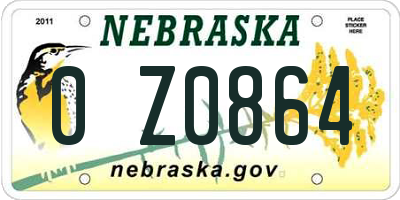 NE license plate 0Z0864