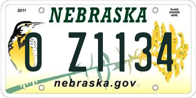 NE license plate 0Z1134