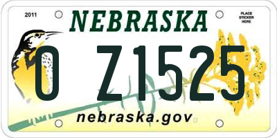 NE license plate 0Z1525