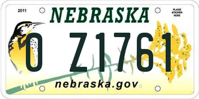 NE license plate 0Z1761