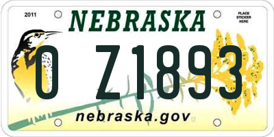 NE license plate 0Z1893