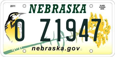 NE license plate 0Z1947