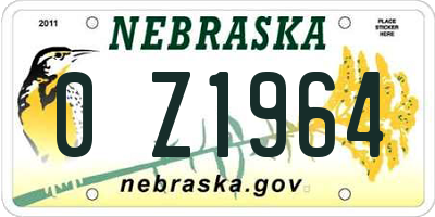 NE license plate 0Z1964