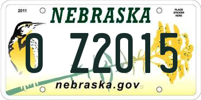 NE license plate 0Z2015