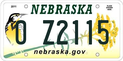 NE license plate 0Z2115