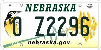 NE license plate 0Z2296