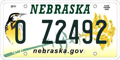 NE license plate 0Z2492