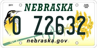 NE license plate 0Z2632