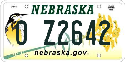 NE license plate 0Z2642