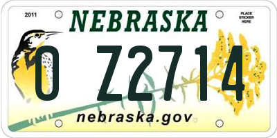 NE license plate 0Z2714