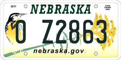 NE license plate 0Z2863