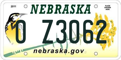 NE license plate 0Z3062