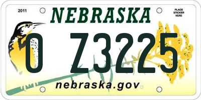 NE license plate 0Z3225