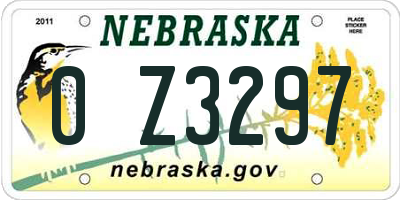 NE license plate 0Z3297