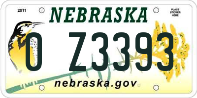 NE license plate 0Z3393