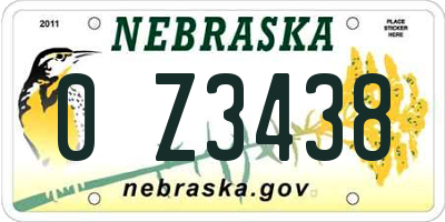 NE license plate 0Z3438