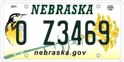 NE license plate 0Z3469