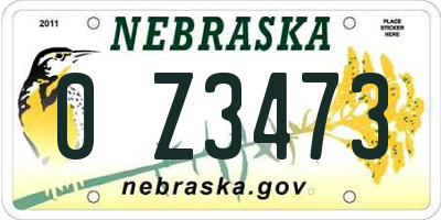 NE license plate 0Z3473