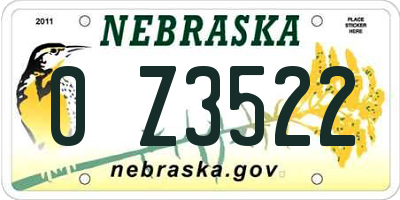 NE license plate 0Z3522