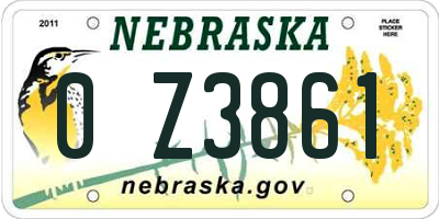 NE license plate 0Z3861