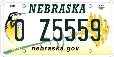 NE license plate 0Z5559