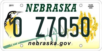 NE license plate 0Z7050