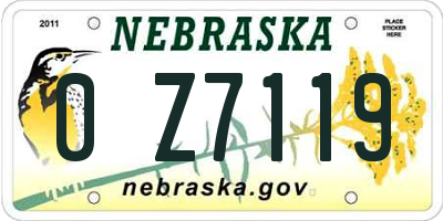 NE license plate 0Z7119