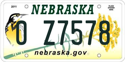 NE license plate 0Z7578
