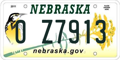 NE license plate 0Z7913