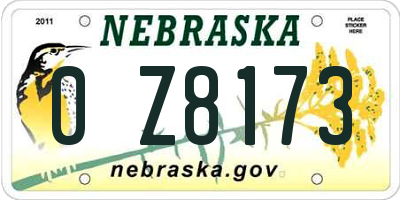 NE license plate 0Z8173