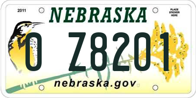 NE license plate 0Z8201
