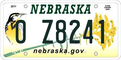NE license plate 0Z8241